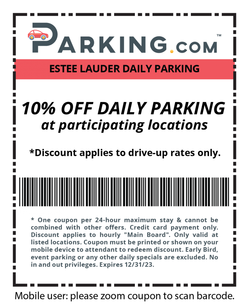 Estee Launder Daily Parking Discount Coupon