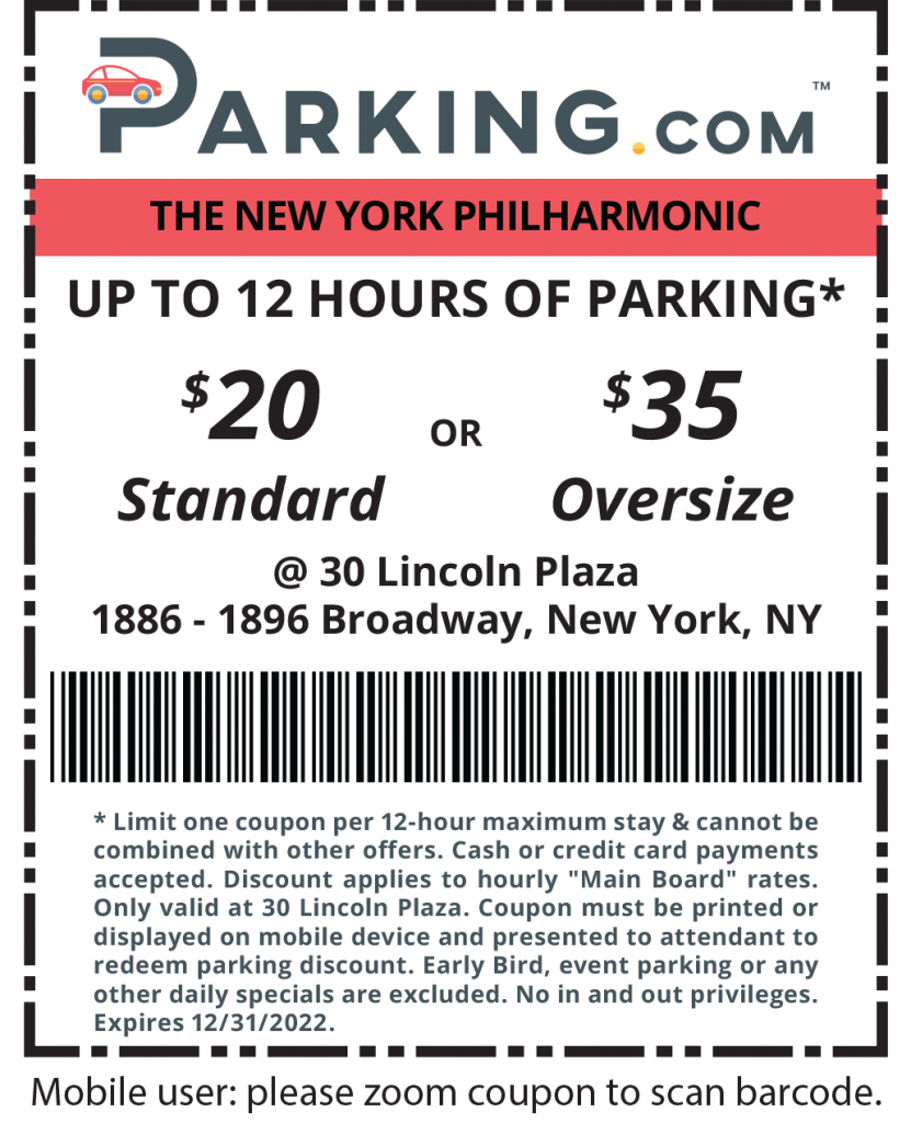 new york philharmonic parking coupon
