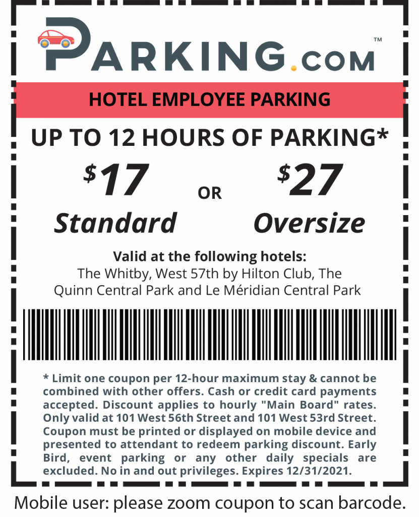 nyc discounted parking for hotel employees