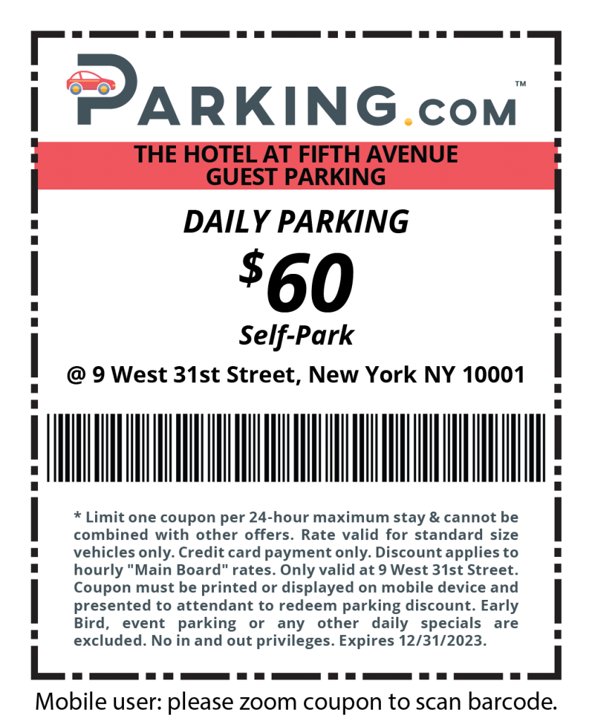 The Hotel at Fifth Avenue Parking Coupon