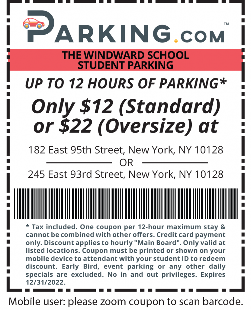 windward student parking coupon